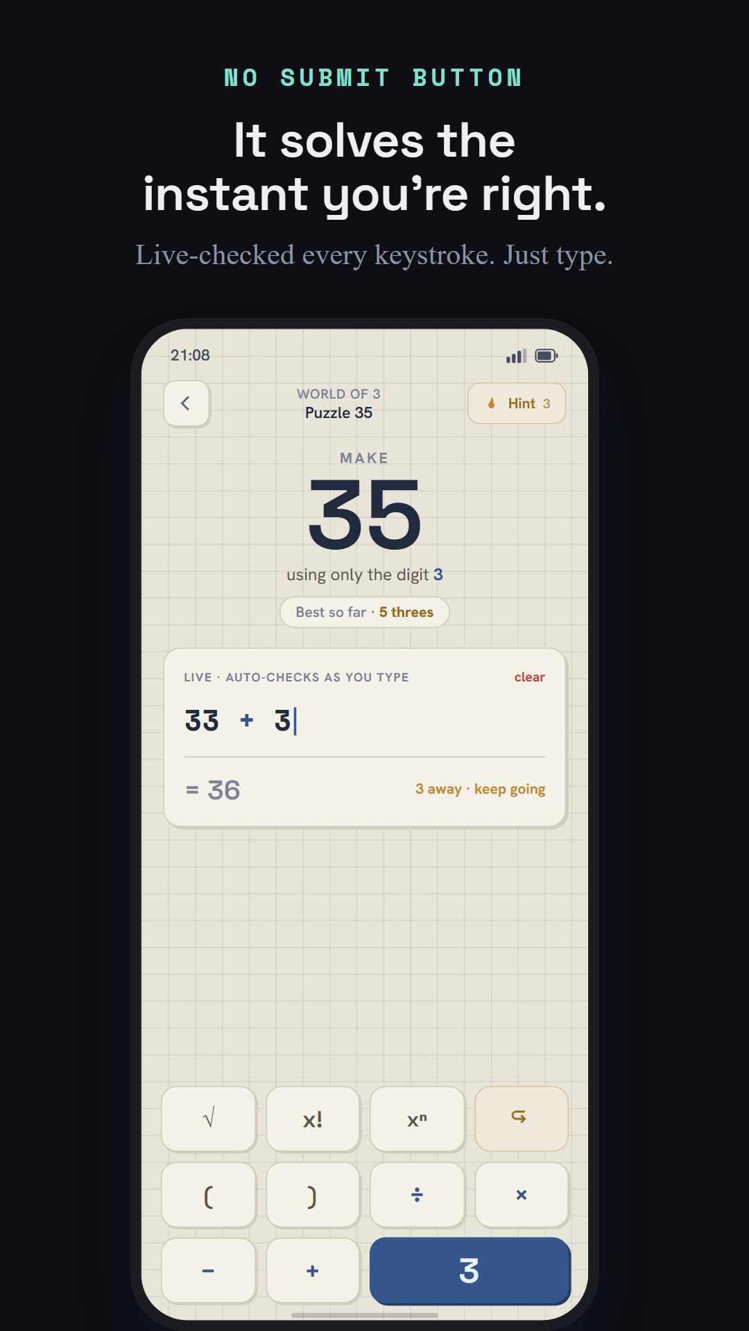 digito — live solving screen
